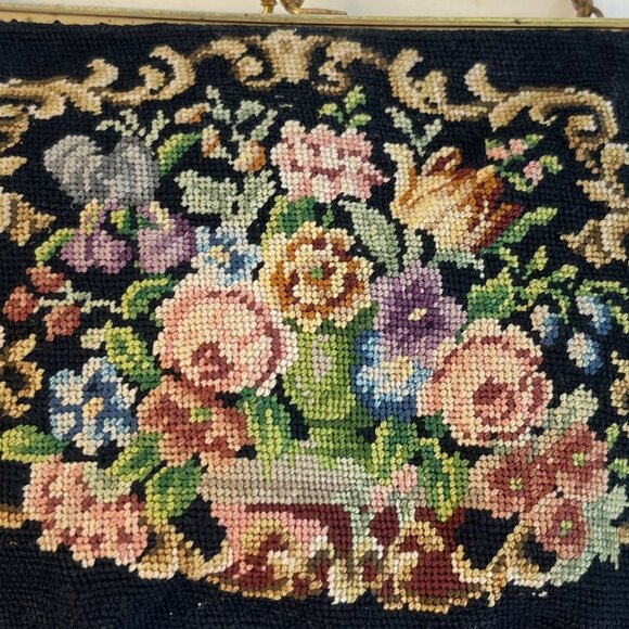 Vintage Purse Needlepoint Tapestry Handbag Bag 7.5" x 5.5" - Picture 2 of 11